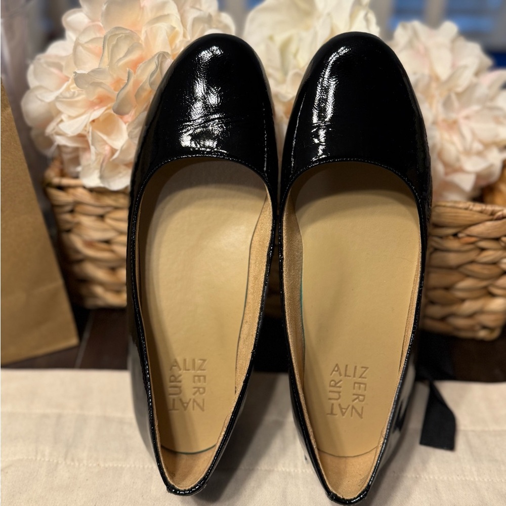 Naturalizer Shiny Black Flats